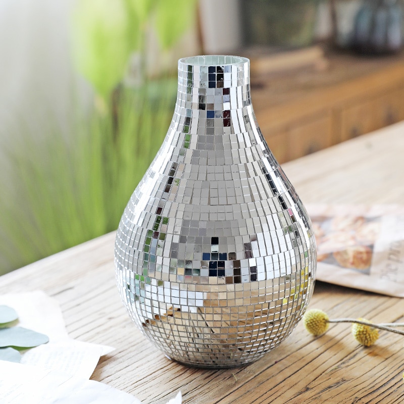 European Glass Vase Silver Modern Flower Vases Home Decor Jarrones Decorativos Modern Lving Room Desktop Decorations Vase