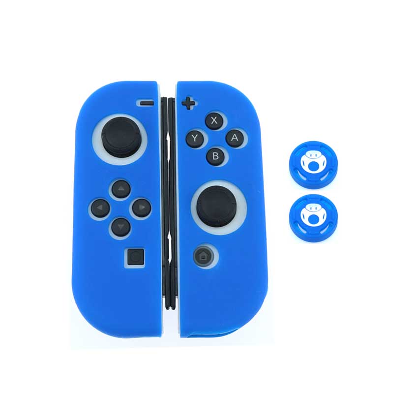 YuXi-funda protectora de silicona suave para Nintendo Switch NS NX Joy-Con + tapas de mando para Switch Joy Con: B-B