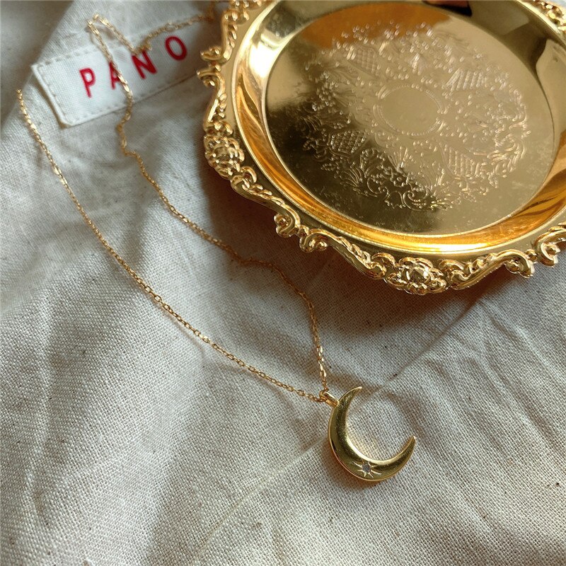 RUIYI 925 Sterling Silver European Style Women Sun Moon Pendant Necklace Simplicity Niche Chic Chokers Fine Jewelry Necklaces