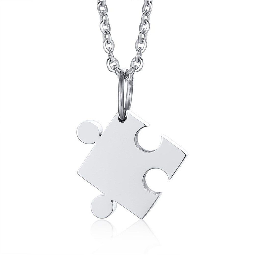 2Pcs Jewelry Stainless Steel Love Heart-Shaped Puzzle Couple Pendant Unisex Valentines Day Women Men Boy Friend
