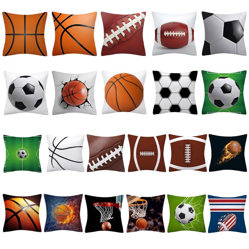 Sport Rugby Football basket-ball jeter taie d'oreiller 3D impression numérique pêche velours décoratif carré housse de coussin 425C