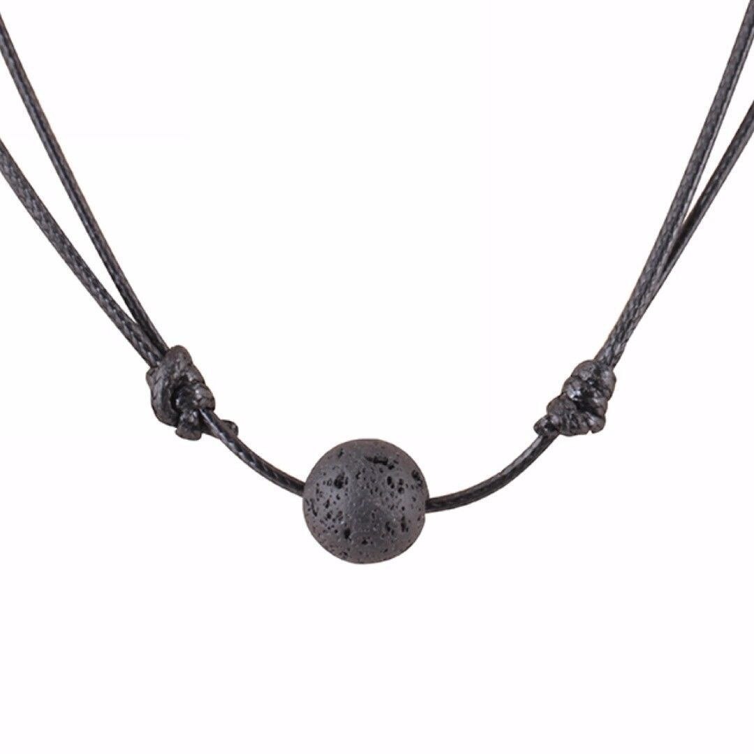 Charm Zwarte Lava Steen Kettingen Etherische Olie Diffuser Rock Kralen Hanger Kettingen voor Mannen Vrouwen Chokers Sieraden