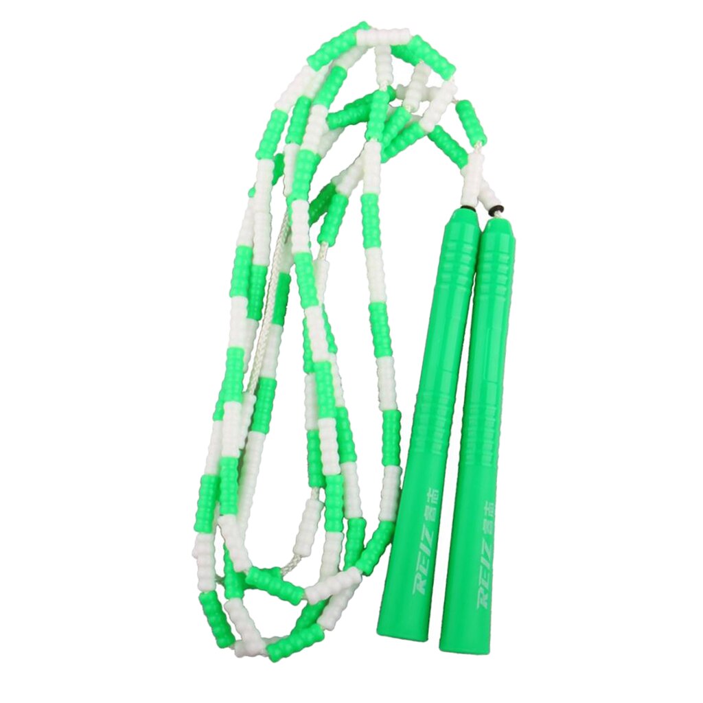 Beaded Jump Rope, Fitness Skipping Rope for Kids Men and Women, Adjustable &amp; Lightweight - Choose Colors: Green White