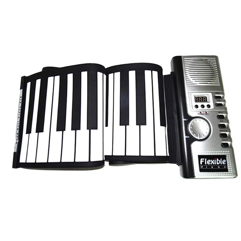 Rolpiano draagbaar elektronisch muziekinstrument milieuvriendelijke piano met hoorn kindermodel  (61 toetsen, wit)