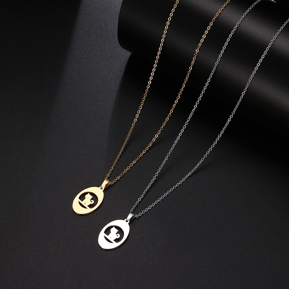 Dotifi Rvs Ketting Voor Vrouwen Man Denken Kat Hanger Choker Ketting Engagement Sieraden