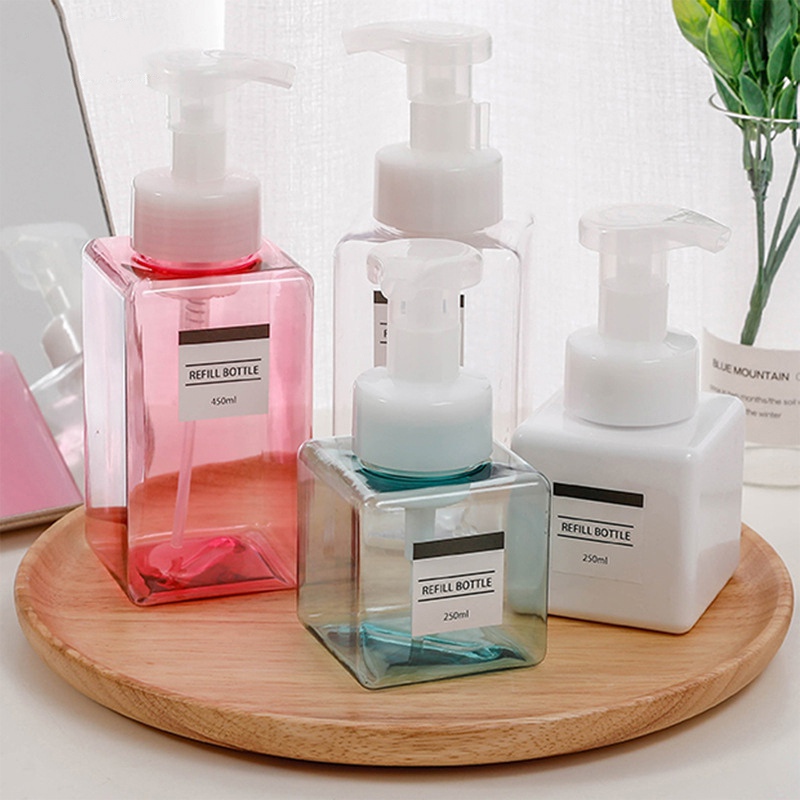 1Pcs Draagbare Schuim Fles Lege Clear Pomp Fles Lotion Shampoo Zeepdispenser Douchegel Hervulbare Flessen 250Ml 450ml