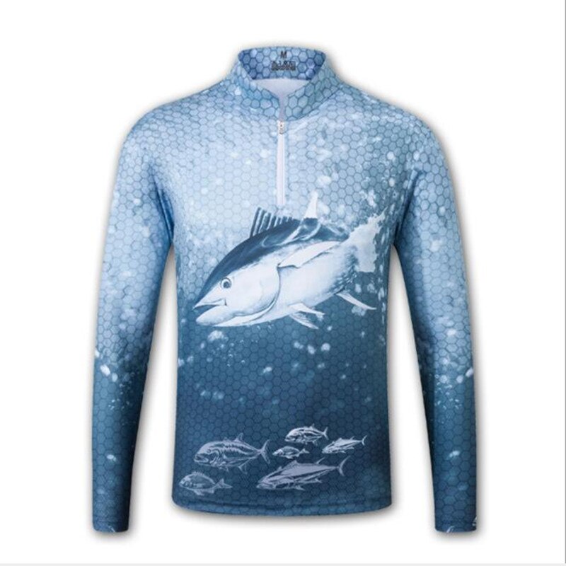 Outdoor men fishing clothes breathable quick dry Anti UV 40+ Anti mosquito stand collar man fishing Shirts