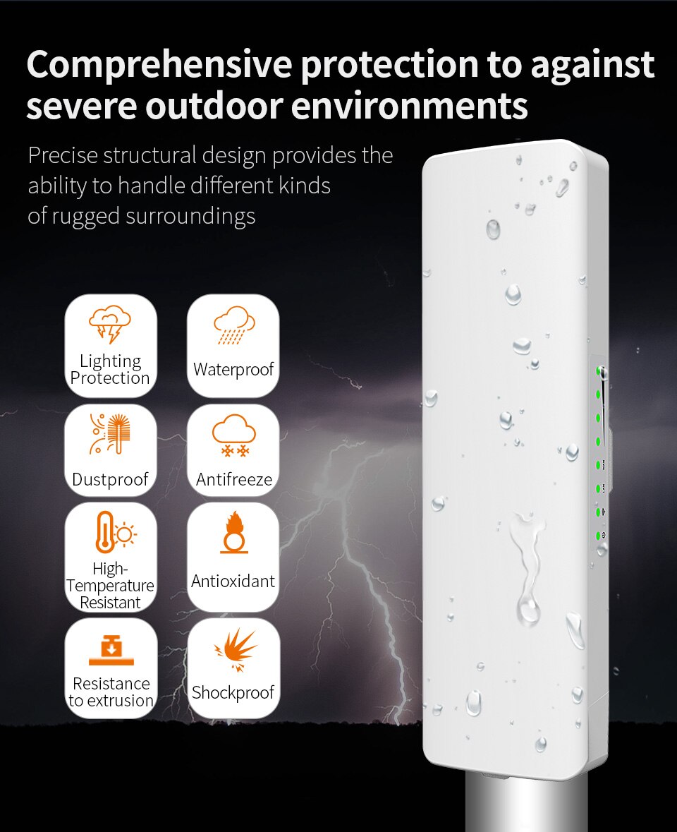 300-900Mbps Long Distance Wi-Fi Outdoor Router Bridge 48V PoE High Gain 5KM Wireless CPE for IP Camera Outside WiFi transmission