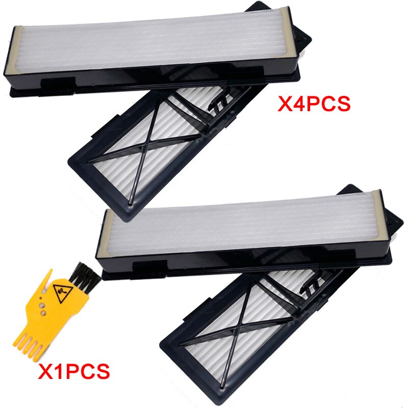Rulle sidebørste hepa filter udskiftning til neato botvac d series  d3 d4 d5 d6 d7 d70e d75 d80 d85 robotstøvsuger dele: 4 filtre