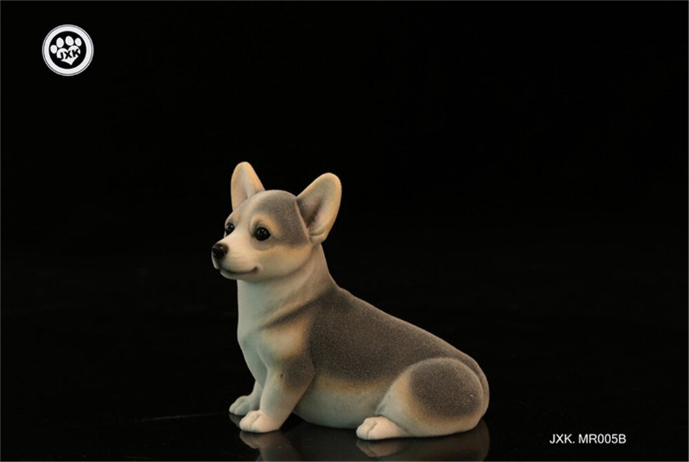 JXK Fluff Pembroke Welsh Corgi Dog Pet Healing Figure Canidae Animal Collector Toy Resin Desktop Decoration: JXKMR005B