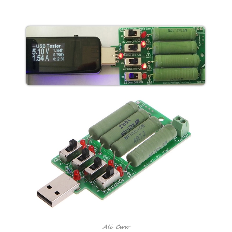 USB Electronic Load Discharge Resistance Resistor Adjustable 15 Current Tester