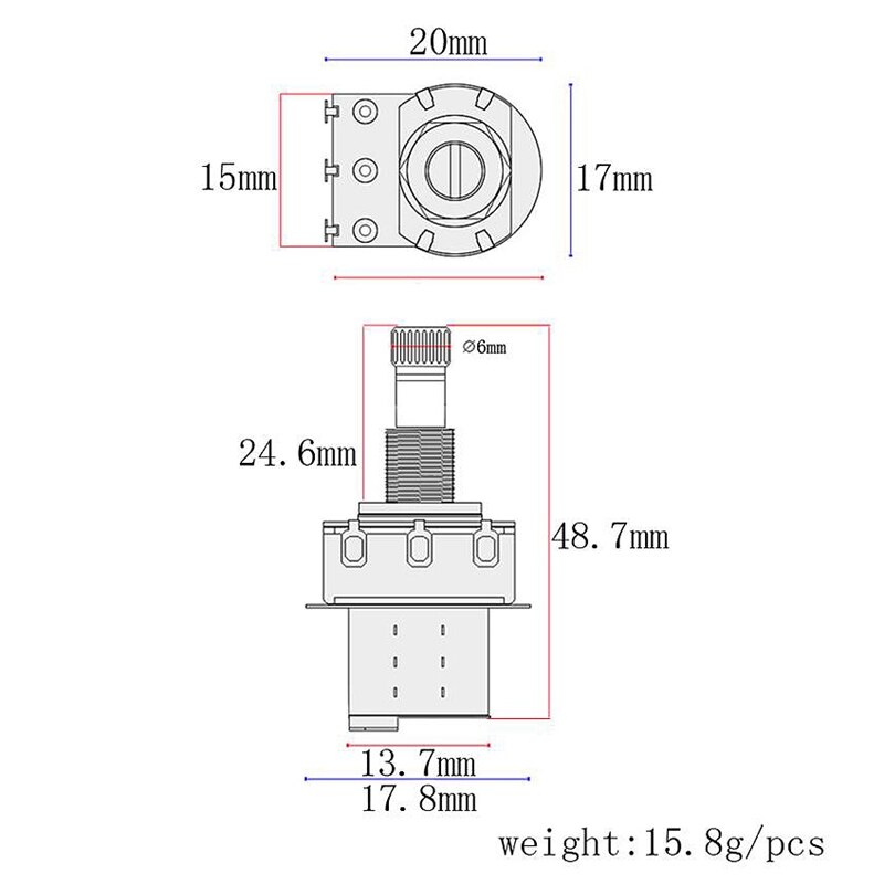 A500K Potentiometer Push Pull Switch Splined Dpdt Pot Shaft 25Mm Electric Guitar Tone Volume Parts Guitar Parts &amp; Accessories