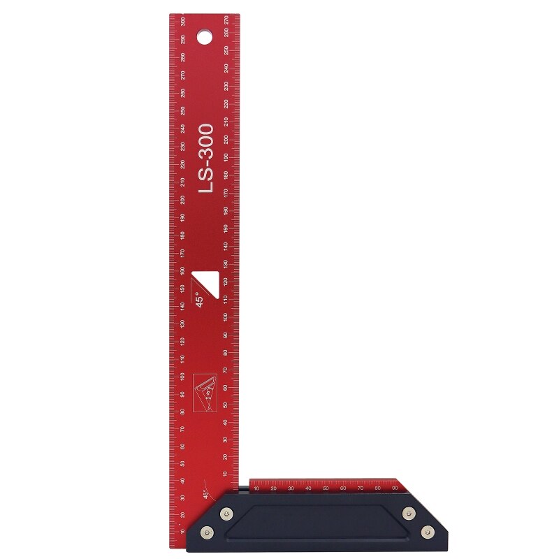 Woodraphic Precision Square Guaranteed T Speed Measurements Ruler for Measuring and Marking Woodworking Carpenters: Red, Silver Tone
