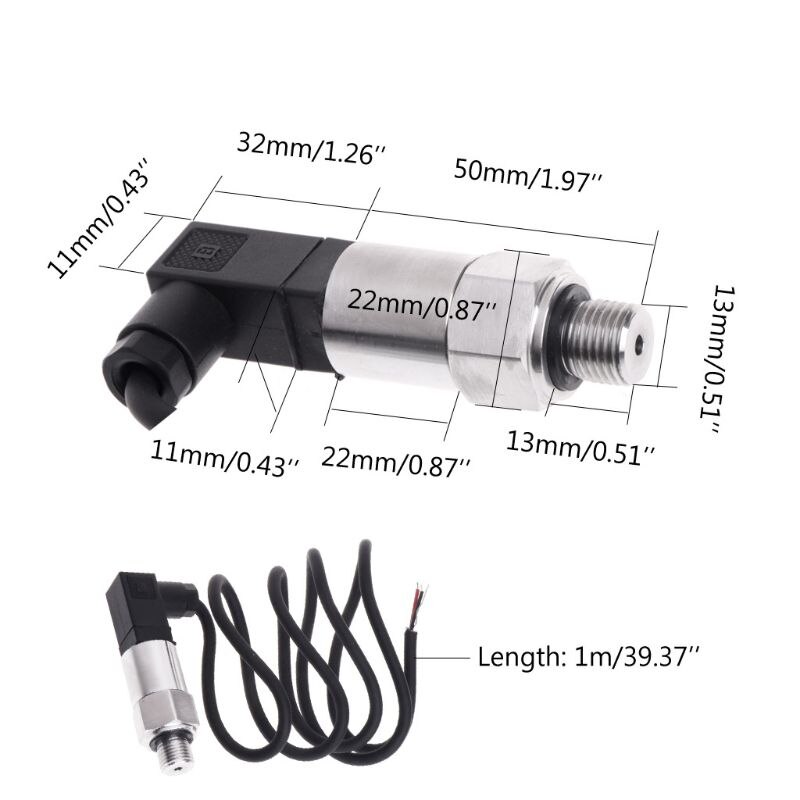G1/4 4-20ma 0-1.6 mpa tryktransmitter tryktransducer sensor 8-32 vdc 0.5%  til vandgasolie