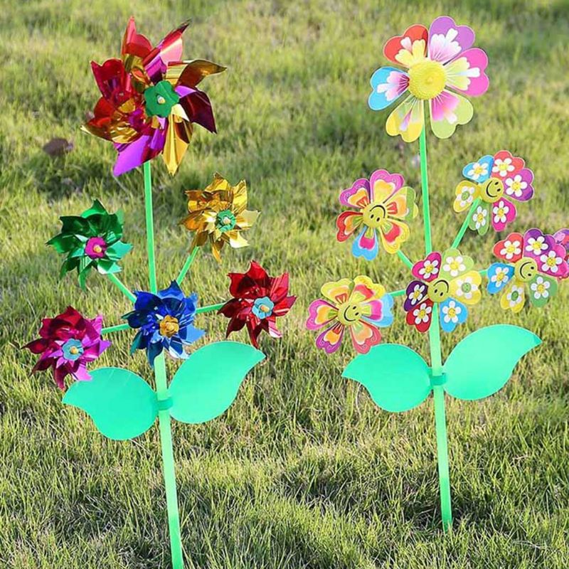 6 Wiel Cartoon Windmolen Speelgoed Draaimolen Wind Spinner Pinwheel Yard Tuin Decoratie Diy Handgemaakte Craft C5AF