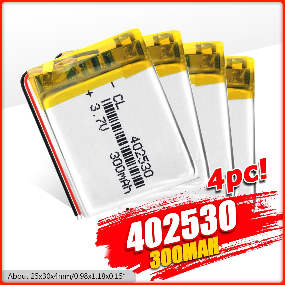 1/2/4 Pcs/lot 3.7v 402530 300mAh Lithium Polymer Battery For Mp3 Mp4 Gps PDA Smart Watch PSP Radio Speaker Li-ion Lipo Battery