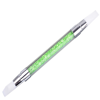 Pinceau à ongles à strass, 1 pièce, pinceau à double pointe en Silicone, tête en Silicone, accessoire à ongles, crayon acrylique à Quartz, 1 pièce: green