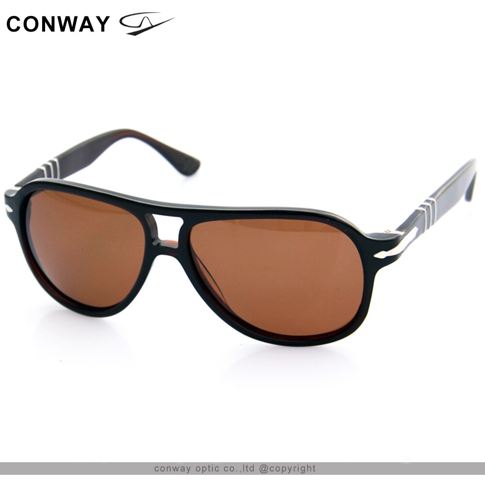 Conway mænd polaroid solbriller pilot stil kørebriller anti glare personlige solbriller mærke acetat stel uv blok
