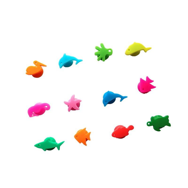 Marcadores de silicona para copas de vino, identificador de vino de animales marinos y animales de la tierra, signo para beber, 24 Uds.