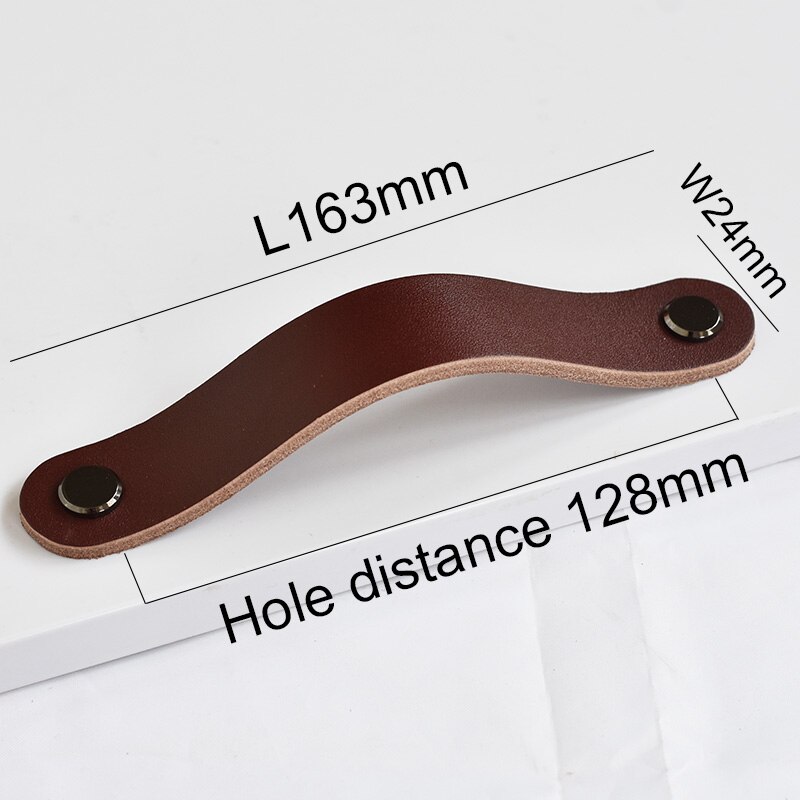 Mässingsbrunt läder handtag och skåp garderob dörr lådor handtag knopp byrå drar #39 rum knoppar tiradores: Pistol svart -128mm