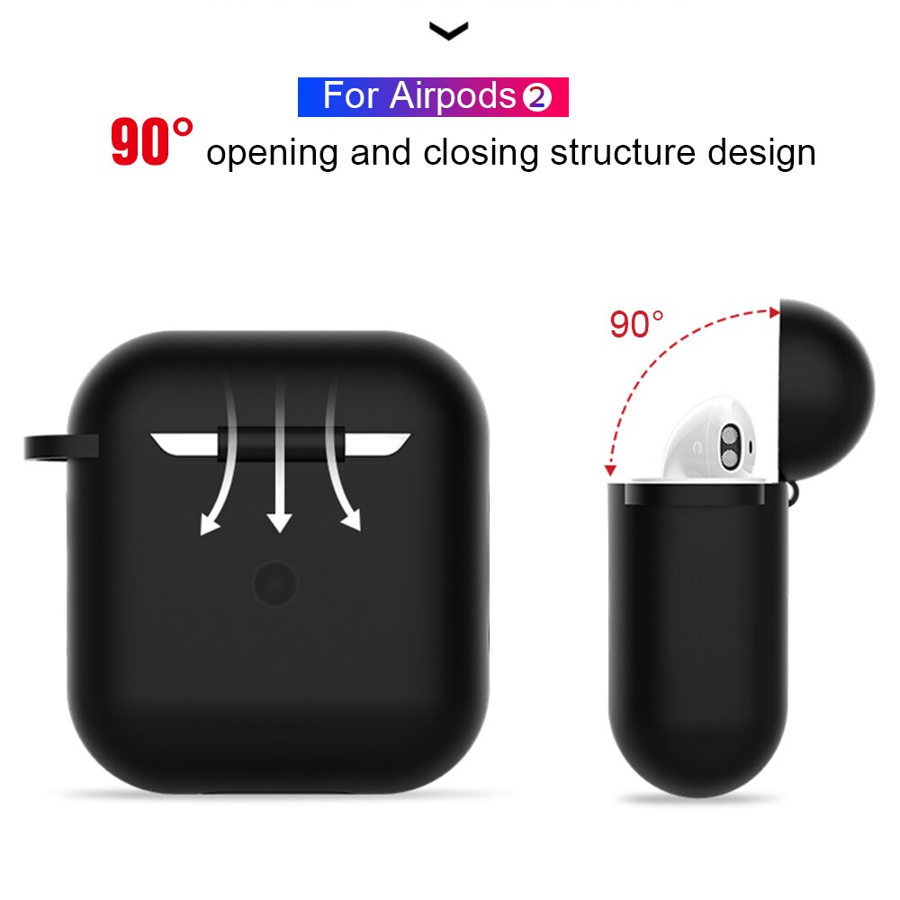 Funda para auriculares con funda de gancho para Apple Airpods 2 Airpods2 funda de silicona para Airpods 2 Caja de carga inalámbrica Bluetooth