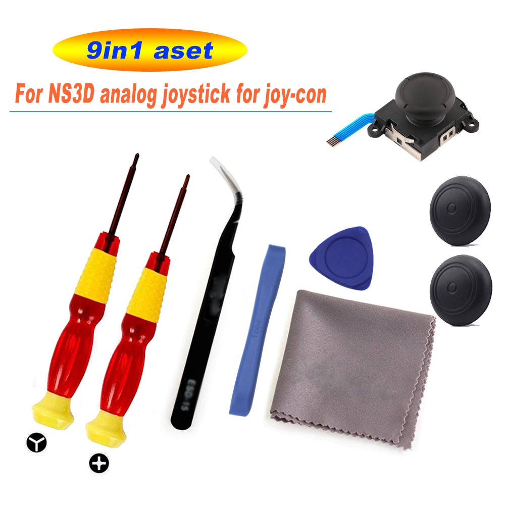 3D Analog Joycon Joystick Thumb Sticks Sensor Replacements Accessories For Nintend Switch Joy Con Controller Housing w/ Tool Kit: 9in1A