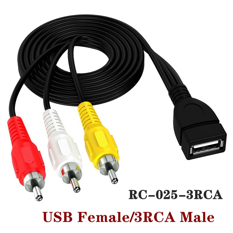 Adaptador USB macho a 3 RCA hembra, convertidor de Audio, Cable de vídeo AV A/V, Cable USB a RCA para HDTV, TV, Cable de televisión, 1 ud.: Azul / 1,5 m