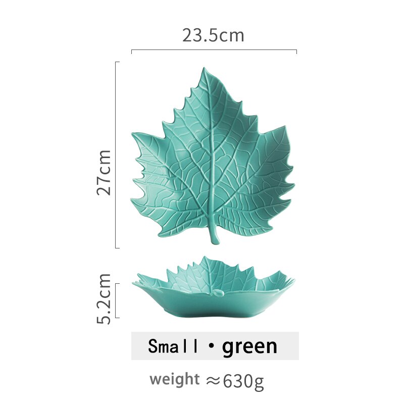 Creatieve Keramische Esdoornblad Plaat Snack Dessert Cake Candy Moer Schotel Fruit Salade Porselein Sleutel Sieraden Thuis Decoratieve Lade: Small green