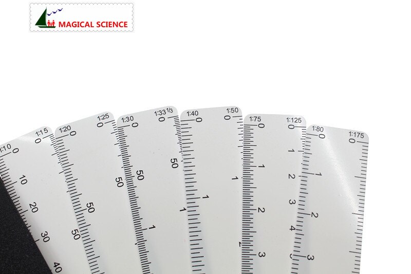 2pc Foldable Fan Shape Architects Scale Ruler with 6 Blades for Engineering Architects Multifunctional multiscale 6 sizes rulers