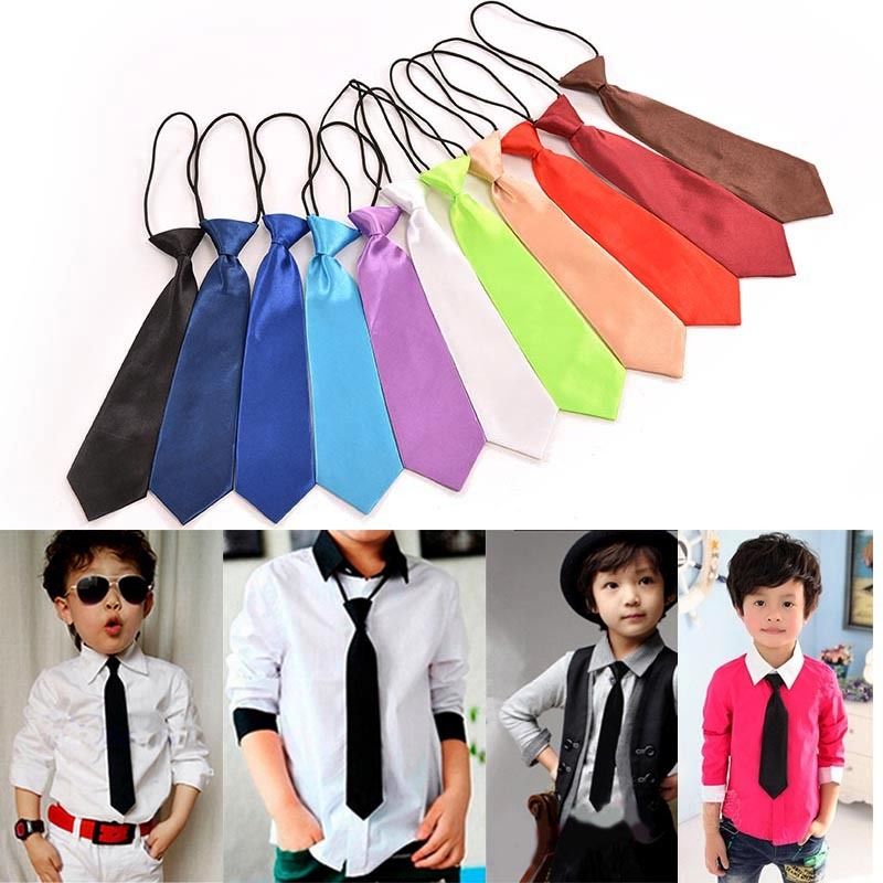 11 Colors Boy toddle Tie Kids Baby School Boy Wedding Necktie Neck Tie Elastic Solid Color Satin