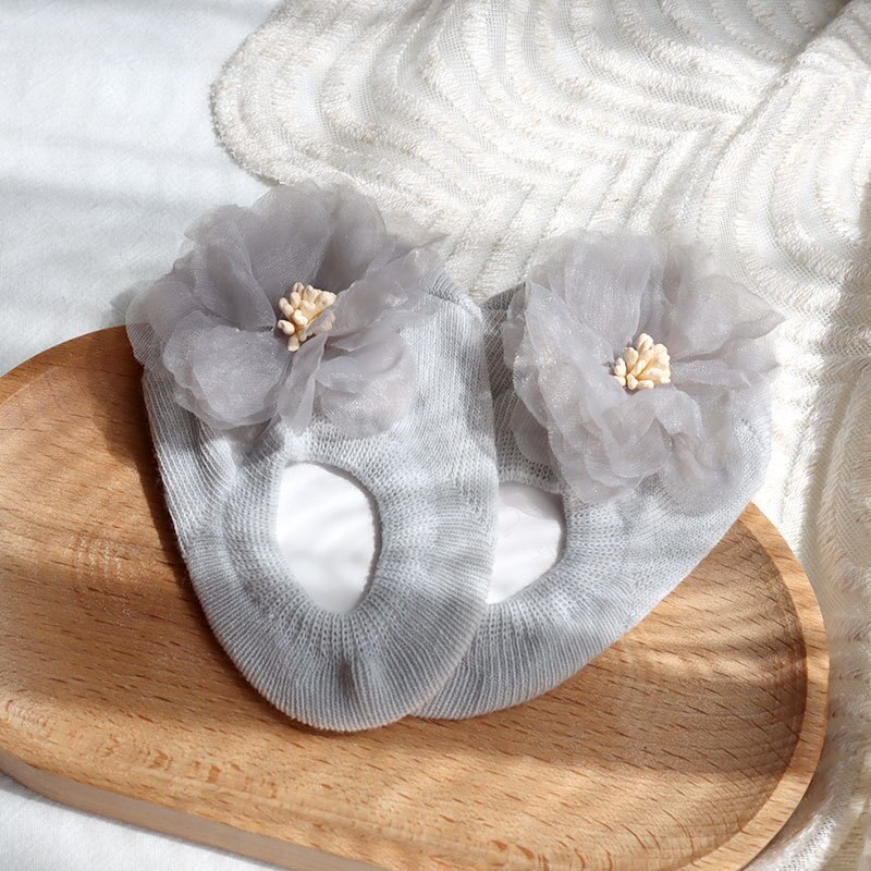 Cute 3D Flower Baby Socks Spring Summer Infant Baby Floor Socks Soft Cotton Anti-Slip Boat Socks for Princess Girls Accessories: b / 12 to 24m