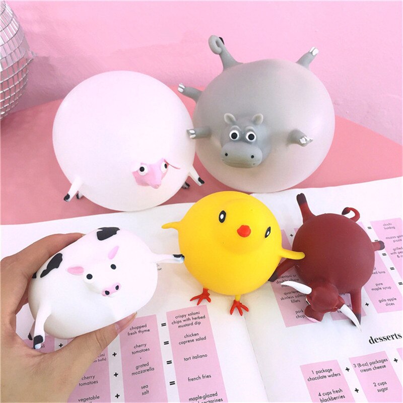 11 stili Divertente Squishy TPR Che Soffia Animale Spremere Anti-stress In Gomma Morbida Giochi Gonfiabili Palla Giocattoli Per I Bambini I Bambini G