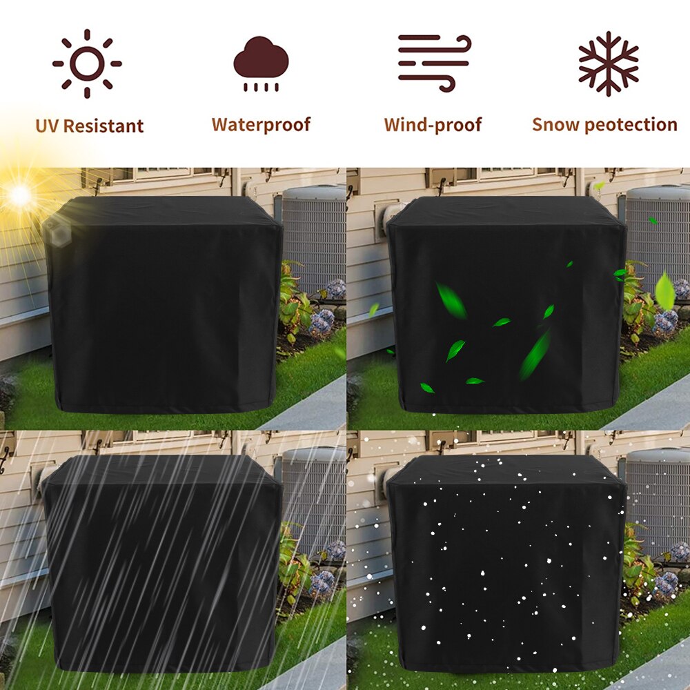 Waterproof Air Conditioner Covers for Outside Units Heavy Duty Ac Cover Winter Withstand Rain Snow Nuts Vent Full Cover