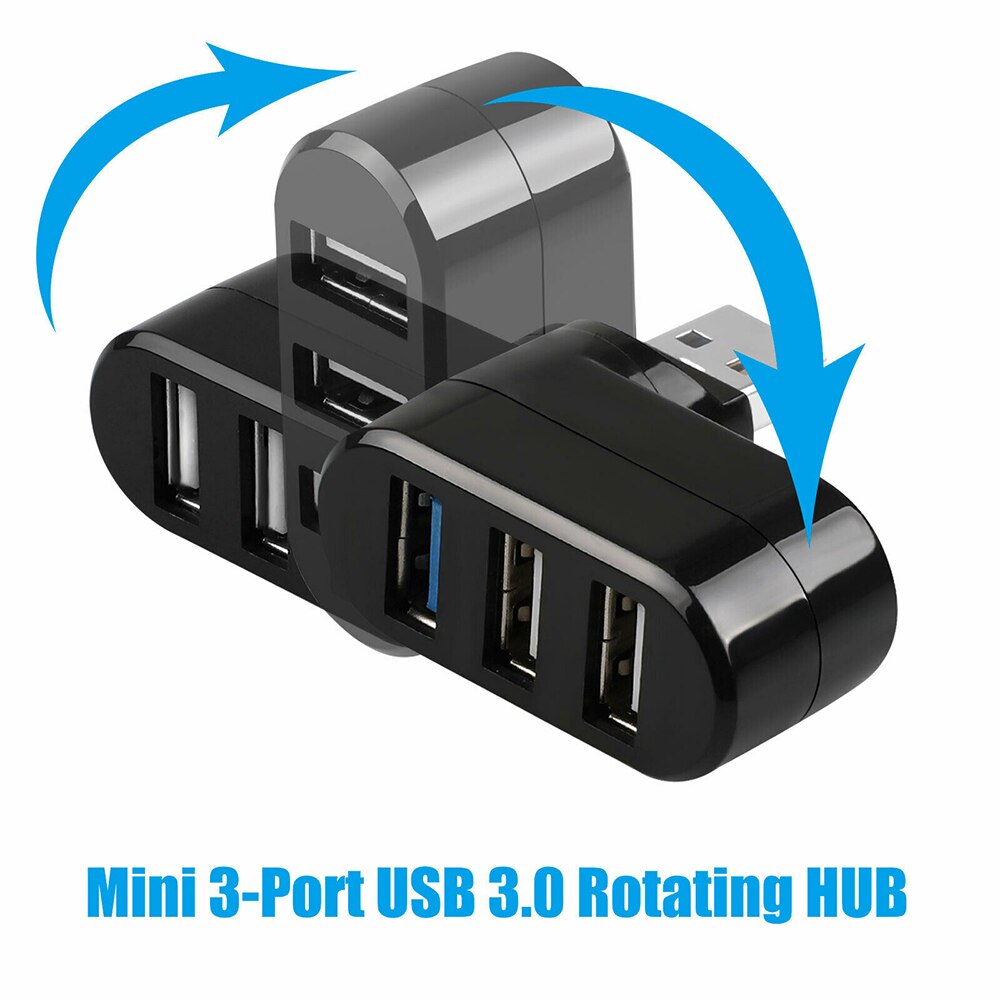 Hoge snelheid 3- poorts usb 3.0 multi-hub splitter 90/180 graden draaibare mini usb 2.0 hub uitbreiding voor macbook pro pc laptop