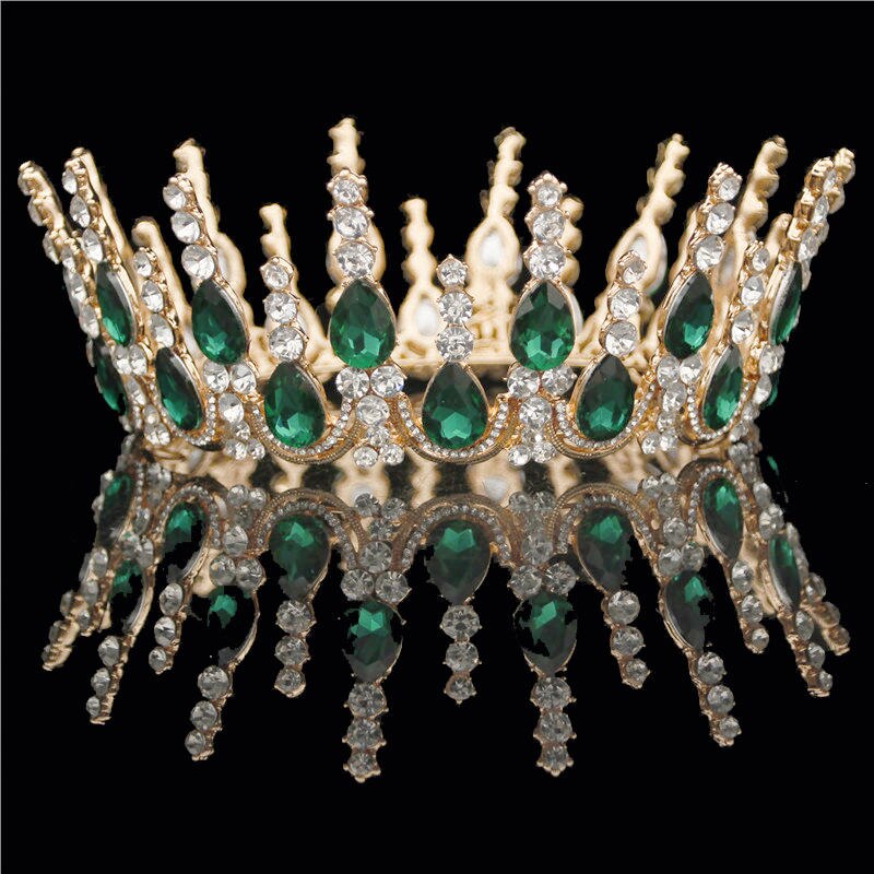 Wedding Tiara Crown - Round Rhinestone Bridal Headpiece - Gold & Silver Plated Zinc Alloy