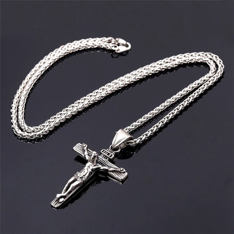 Religious Jesus Cross Necklace for Men Gold and cute Cross Pendent with Chain Necklace Jewelry for Men