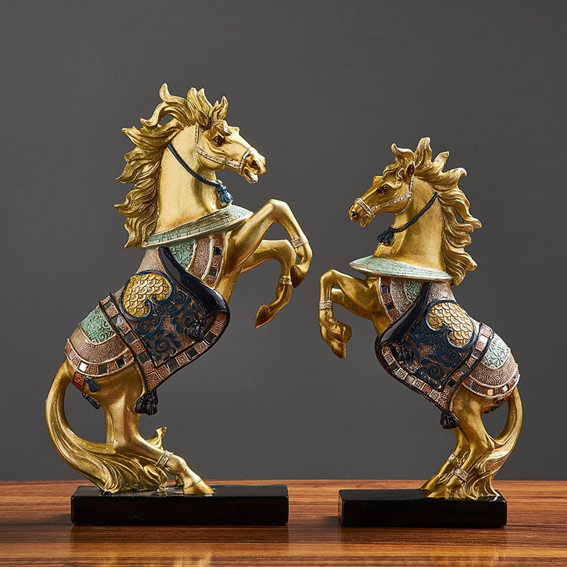 Feng Shui desk Resin Horse Figurines Animal Statue Vintage Home Decor Crafts Ornaments Home Decoration Accessories Chinese style