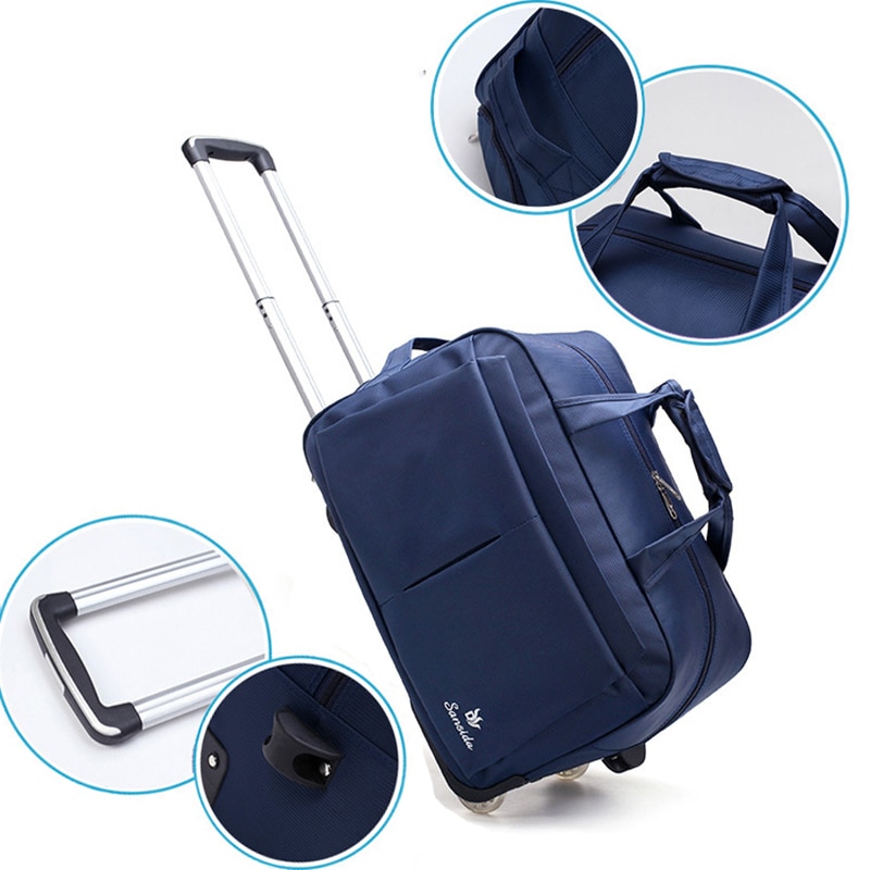 Luggage Trolley Bag Large Capacity Travel Bag with Wheels for Women Men Travel Suitcase Duffle Carry on Luggage Bag