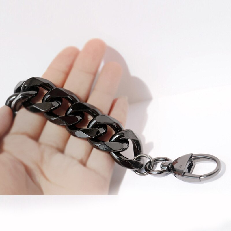 19mm gruby pasek torby na rękę wymiana mentalna torba uchwyt krótki pasek do torby na ramię pasek torby łańcuch aluminiowy saszetka do paska DIY uchwyty akcesoria