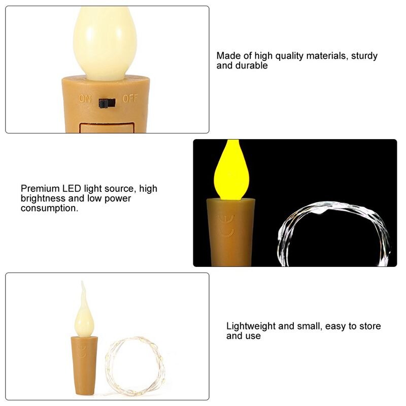 Kaars Kurk Licht 20 Led Fles Licht Batterij Kurk Party Bruiloft Kerstmis Halloween Bar Decoratie Warm Wit