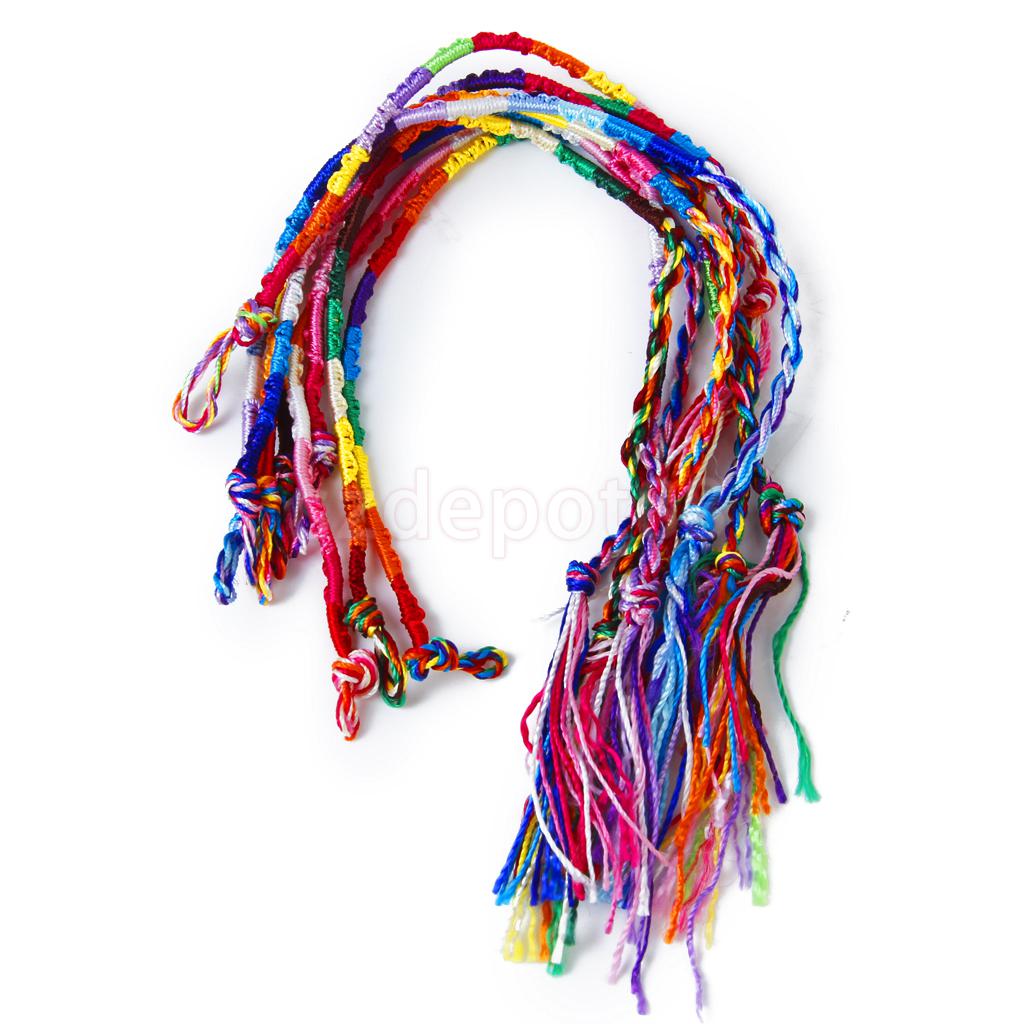 Brand 9 Colorful Handmade Braided Thread Friendship Bracelets Ankle Bracelet Hippie #2 (Random Color)