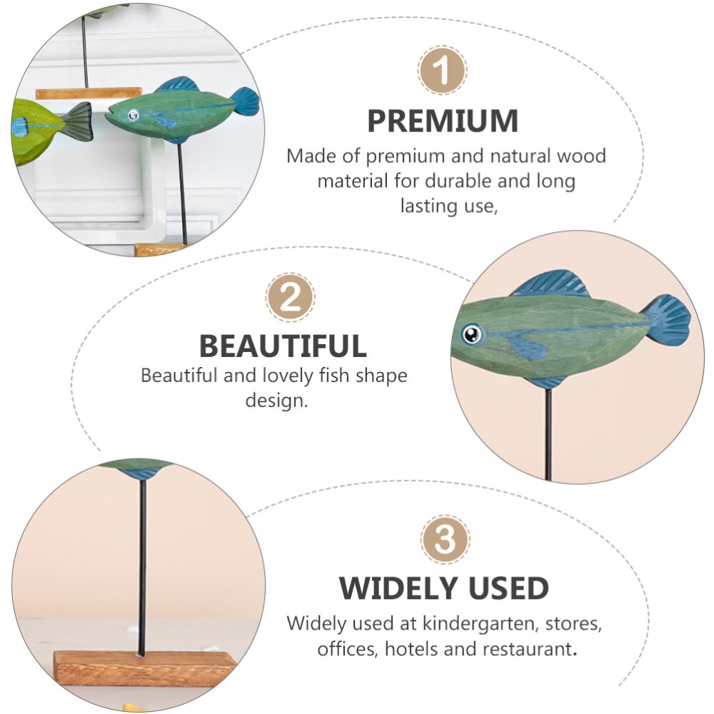 Christmas Fish Shape Table Wooden Craft Decor Lovely Animals Desktop Ornament