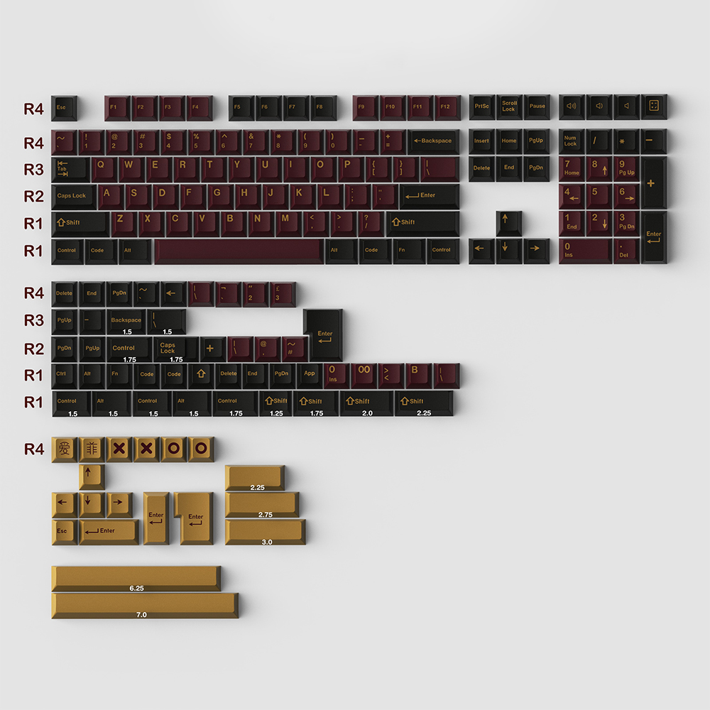 171 Keys DOUBLE SHOT Cherry Profile GMK Olivia/8008/Merlin/Arctic Keycap For GMMK pro NJ68 Mechanical Gaming Keyboard: Red Samurai Keycap