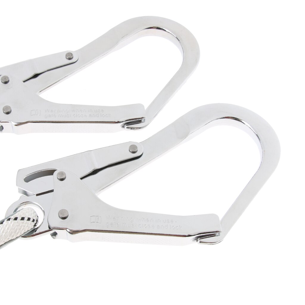 Dual Leg Safety Lanyard Climbing Fall Protection Harness Belt Shock Absorbing Web Lanyard with Carabiners