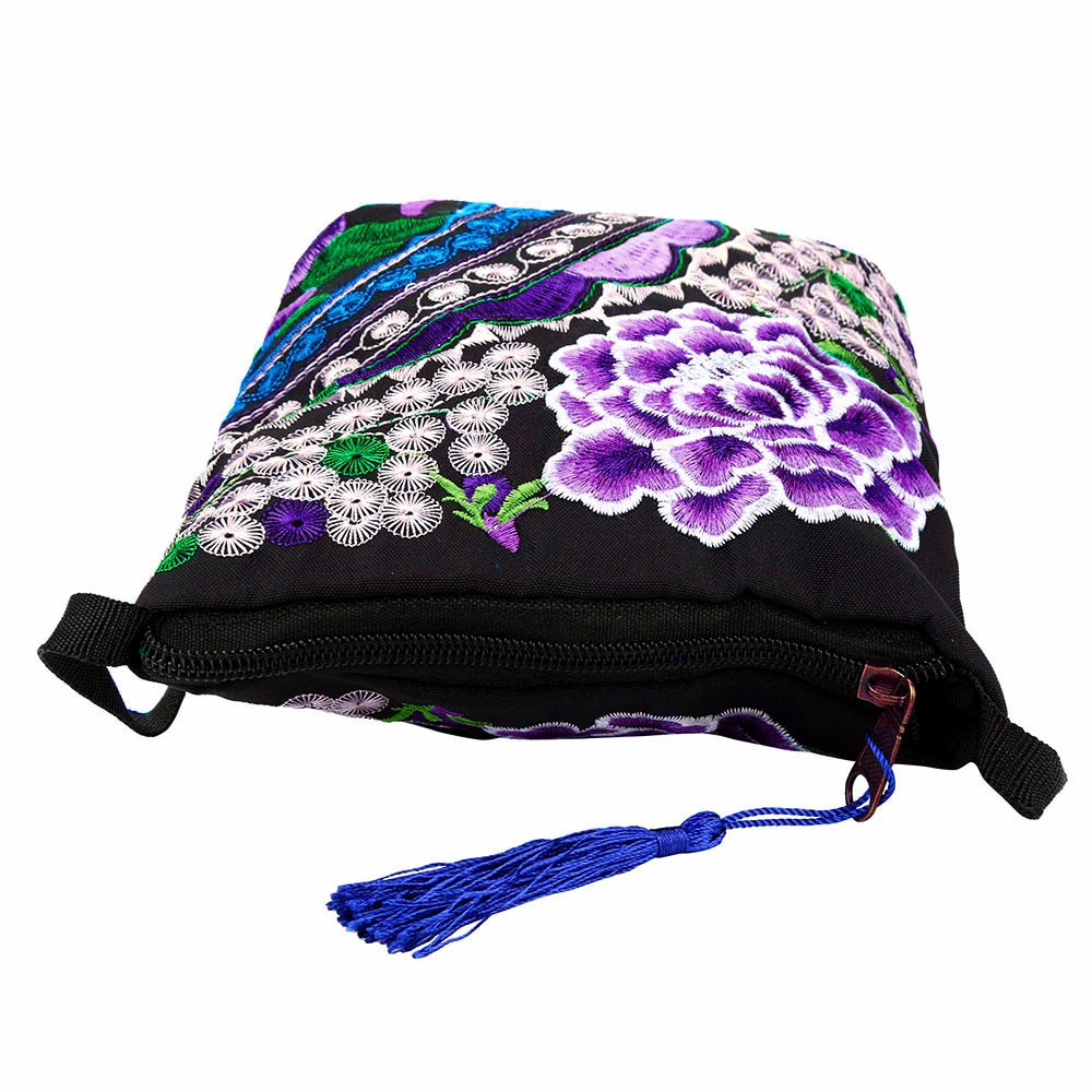 Monedero de lona Floral bordado hecho a mano, étnico para mujer, bolso de mano, monedero Vintage, monederos de , kawaii 1,8