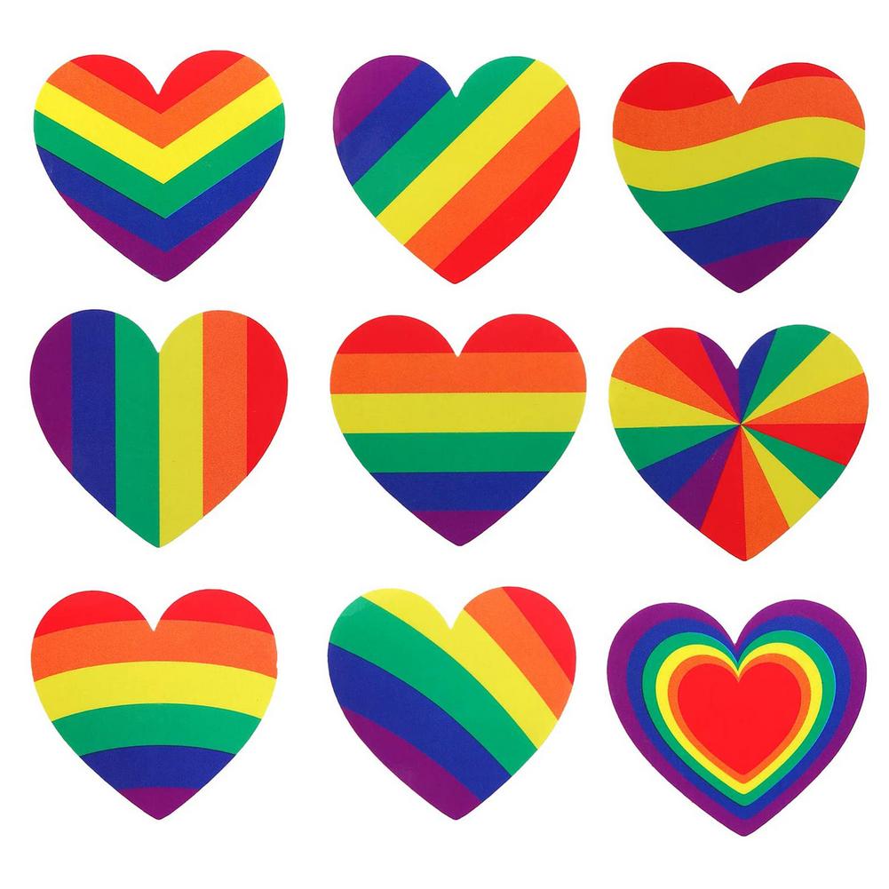 500Pcs/Roll Gay Pride Zelfklevende Sticker Roll Regenboog Hartvormige Seals Label Voor Party Shirts Liefde Decoratie hart Sticker
