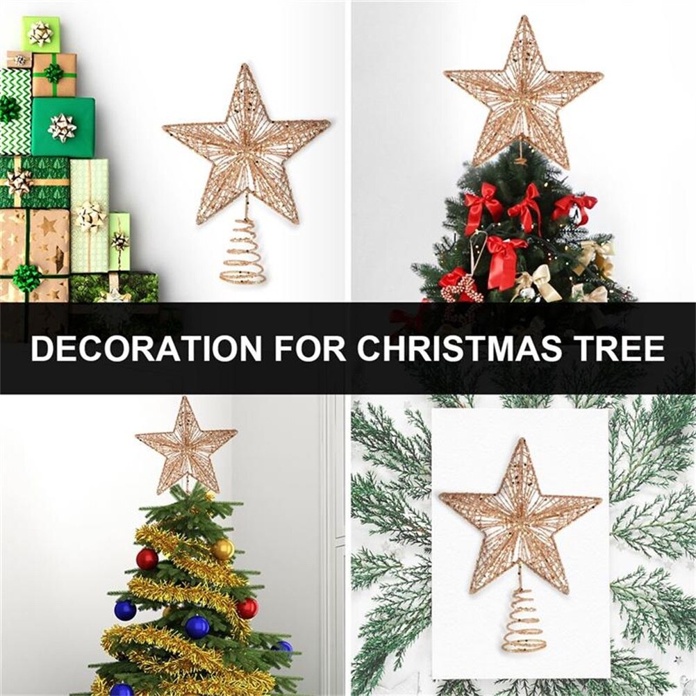 Christmas Tree 5-Point Star-Shaped Tree Top Decorations Festive Party Home Event Scene Christmas Tree Top Star Decorations