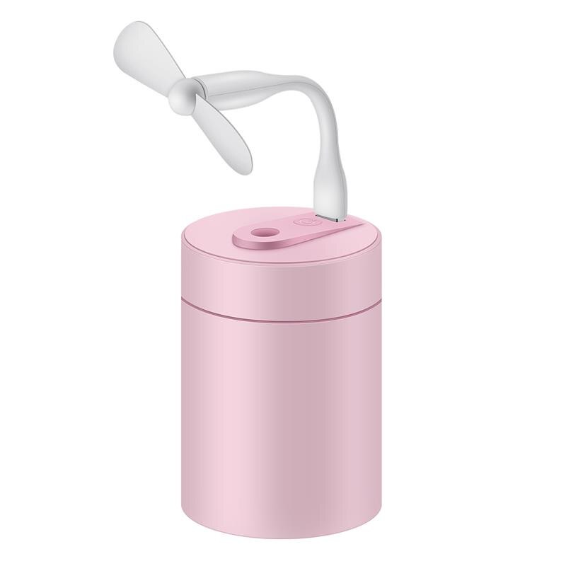USB Car Humidifier With Fan Ultrasonic Humidifier Mini Aroma Essential Oil Diffuser Aromatherapy Mist Maker For Home Office: pink