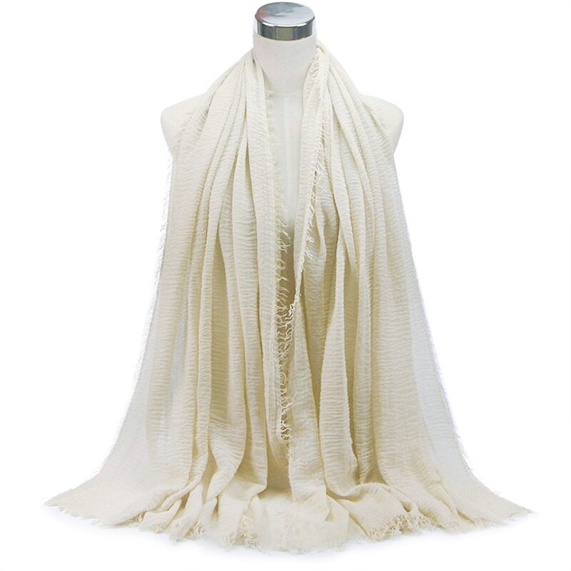 Klassisk premium viskos maxi crinkle moln hijab scarf sjal mjuk islam muslim & retail halsdukar: Beige