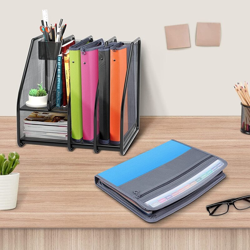 13 Pocket File Folder Storage Rack,File Box Storage Bag,with Zipper, Suitable for A4 Paper, Banknotes,Document Receipt